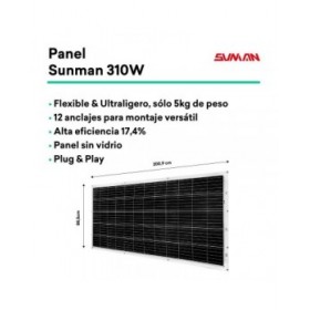 TORNASOL Kit solare autoinstallante 300W, x1 pannello solare monocristallino flessibile
