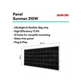 TORNASOL Kit solare autoinstallante 300W, x1 pannello solare monocristallino flessibile