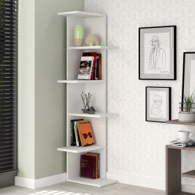 Scaffale ad Angolo Alexandra House Living Bianco Legno MDP 37 x 141 x 24 cm 4 Mensole