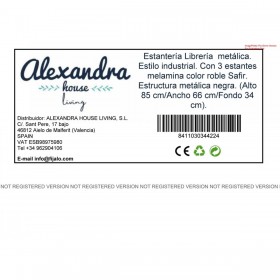 Libreria Alexandra House Living Nero Rovere Metallo Legno MDP 66 x 85 x 34 cm industriale 3 Mensole