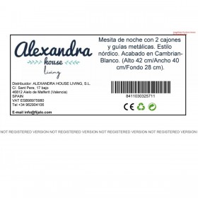 Comodino Alexandra House Living Bianco Metallo Legno MDP 40 x 41 x 28 cm 2 cassetti