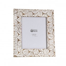 Cornice Portafoto Romimex Bianco Naturale Legno di mango Legno MDF 20 x 25 x 2 cm