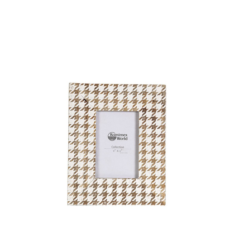 Cornice Portafoto Romimex Bianco Naturale Legno di mango Legno MDF 10 x 15 x 2 cm