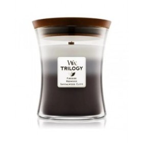 Candela Profumata Woodwick Trilogy Medium Warm Woods