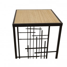 Set di tavoli Romimex Nero black Legno Metallo 2 Pezzi