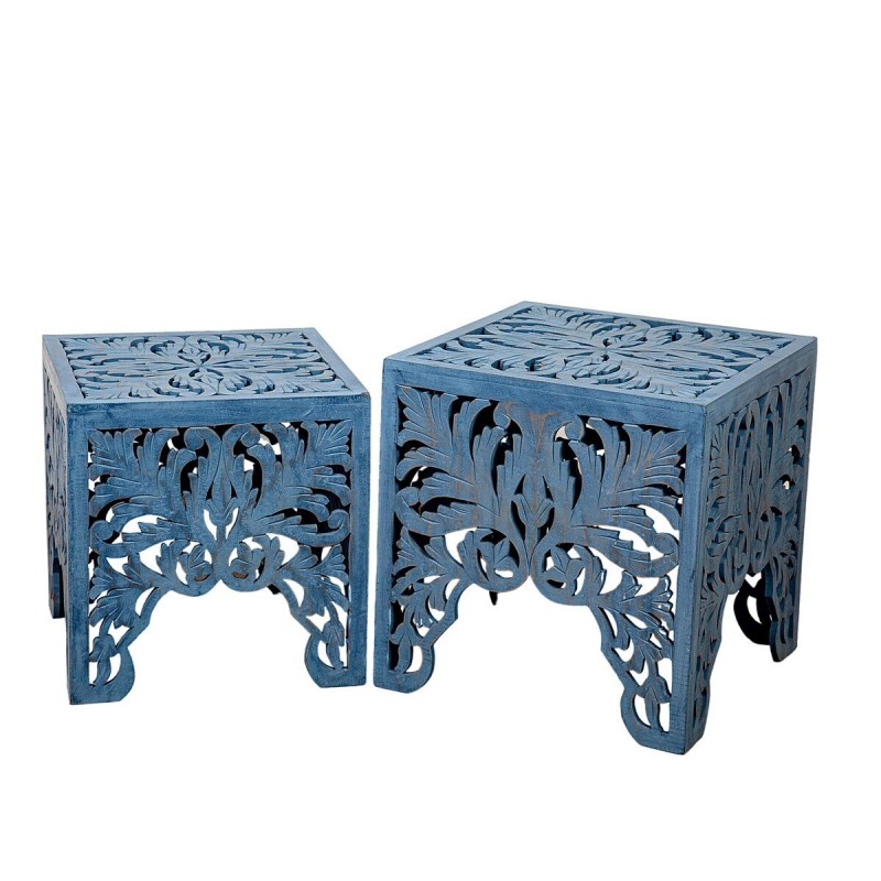 Set di tavoli Romimex Azzurro Legno 2 Pezzi