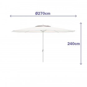 Marbueno Ombrellone Acciaio 8 Stecche D270 cm Poliestere Bianco Giardino, Piscina e Terrazza 10187