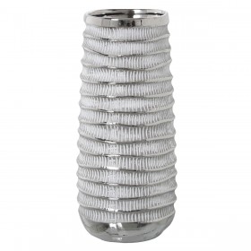 Vaso Alexandra House Living Bianco Argentato Ceramica 14 x 14 x 29 cm