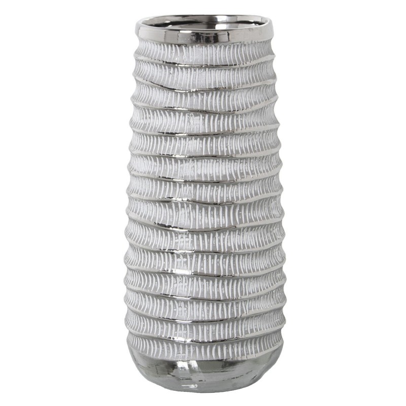 Vaso Alexandra House Living Bianco Argentato Ceramica 14 x 14 x 29 cm