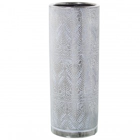 Vaso Alexandra House Living Bianco Argentato Ceramica 12 x 12 x 26 cm