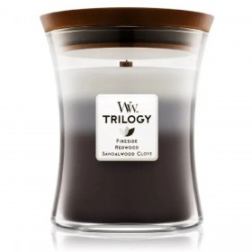Candela Profumata Woodwick Trilogy Medium Warm Woods