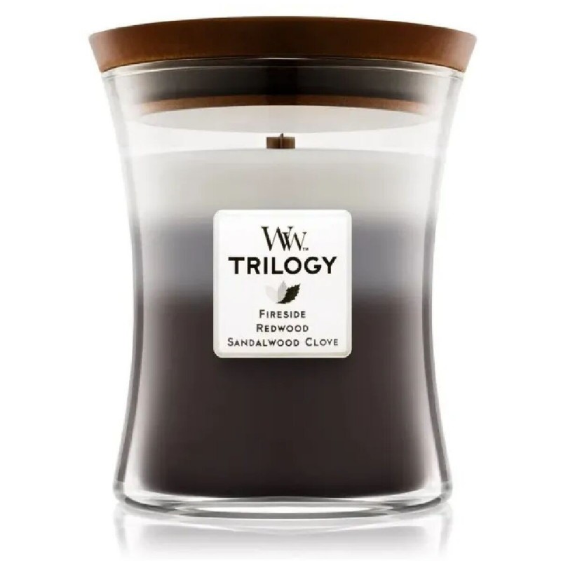 Candela Profumata Woodwick Trilogy Medium Warm Woods