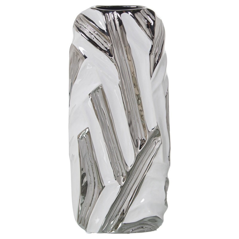 Vaso Alexandra House Living Bianco Argentato Ceramica 7 x 13 x 29 cm