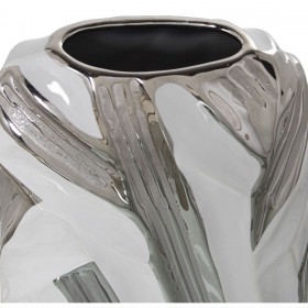 Vaso Alexandra House Living Bianco Argentato Ceramica 7 x 13 x 29 cm