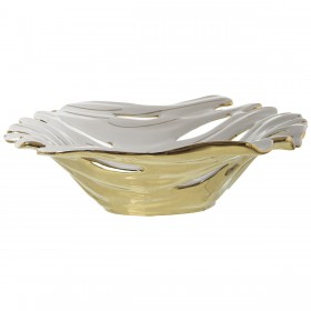 Centrotavola Alexandra House Living Bianco Dorato Ceramica 23 x 27 x 7 cm
