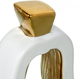 Statua Decorativa Alexandra House Living Bianco Dorato Ceramica Pera 16 x 6 x 22 cm