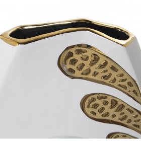 Vaso Alexandra House Living Bianco Dorato Ceramica 8 x 18 x 27 cm
