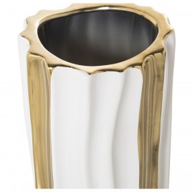 Vaso Alexandra House Living Bianco Dorato Ceramica 11 x 11 x 33 cm