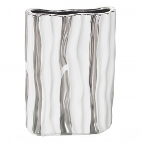 Vaso Alexandra House Living Bianco Argentato Ceramica 19 x 8 x 25 cm