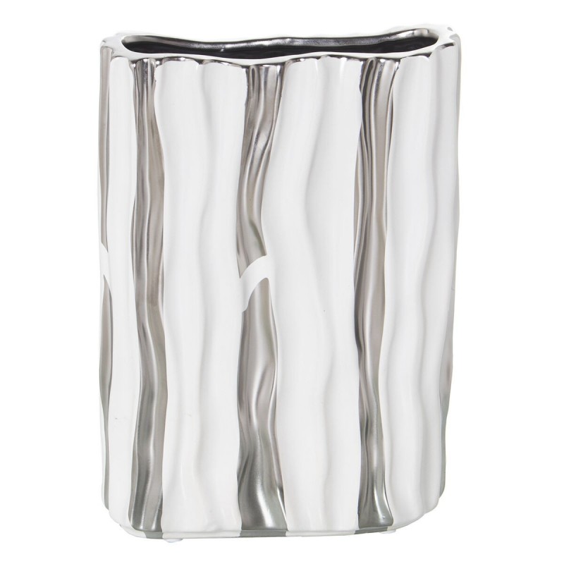 Vaso Alexandra House Living Bianco Argentato Ceramica 19 x 8 x 25 cm