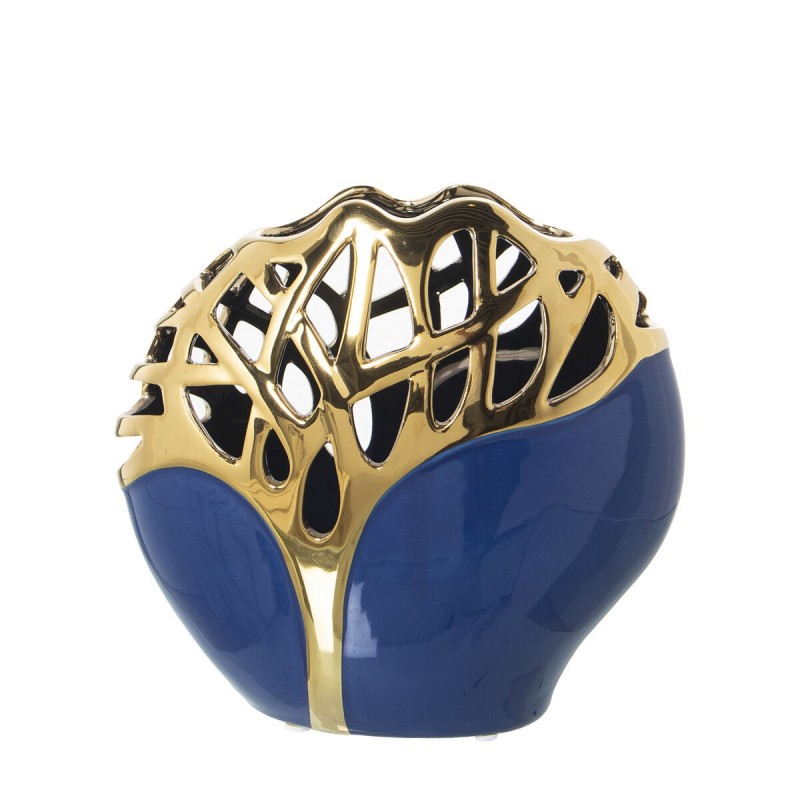 Vaso Alexandra House Living Dorato Blu scuro Ceramica 10 x 19 x 19 cm