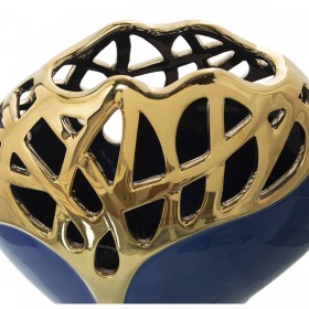 Vaso Alexandra House Living Dorato Blu scuro Ceramica 10 x 19 x 19 cm