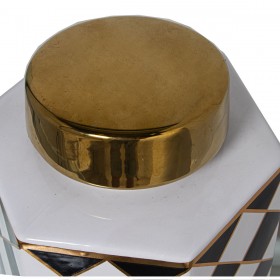 Vaso Alexandra House Living Bianco Nero Ceramica 16 x 14 x 30 cm