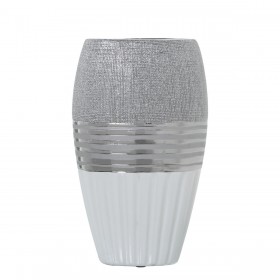 Vaso Alexandra House Living Bianco Argentato Ceramica 14 x 9 x 24 cm