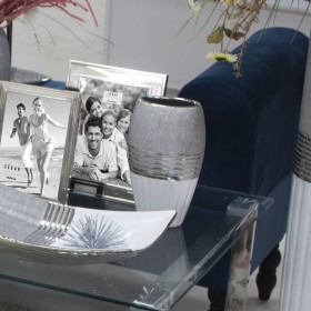 Vaso Alexandra House Living Bianco Argentato Ceramica 14 x 9 x 24 cm