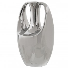 Vaso Alexandra House Living Argentato Ceramica 13 x 18 x 27 cm Con manici