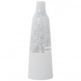 Vaso Alexandra House Living Bianco Argentato Ceramica 13 x 13 x 37 cm