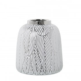 Vaso Alexandra House Living Bianco Argentato Ceramica 18 x 20 cm