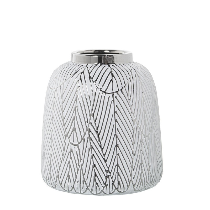 Vaso Alexandra House Living Bianco Argentato Ceramica 18 x 20 cm