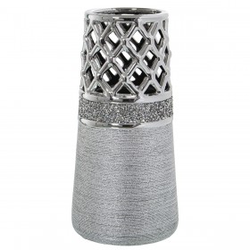 Vaso Alexandra House Living Grigio Argentato Ceramica 14 x 14 x 27 cm