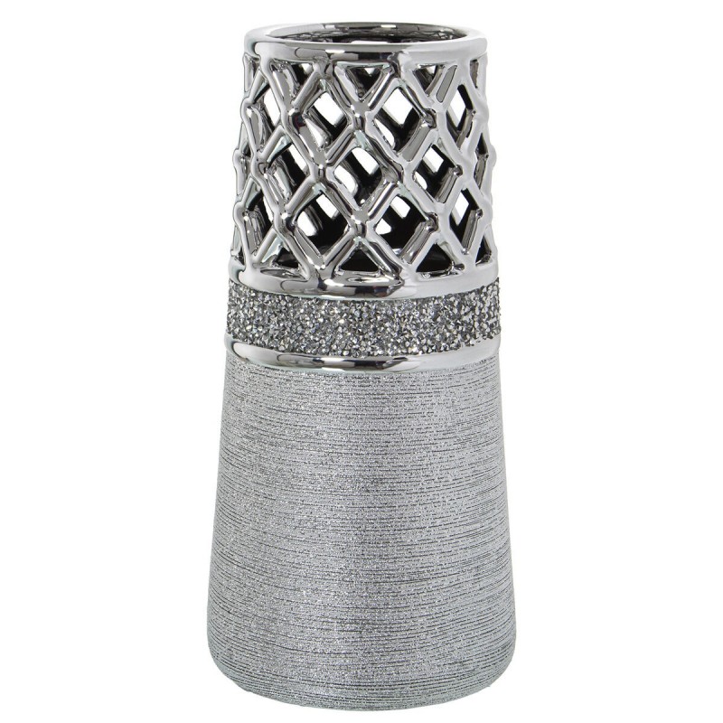 Vaso Alexandra House Living Grigio Argentato Ceramica 14 x 14 x 27 cm