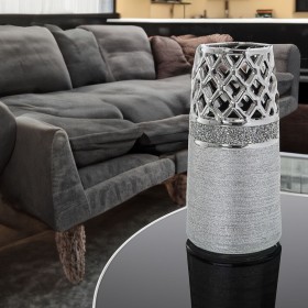Vaso Alexandra House Living Grigio Argentato Ceramica 14 x 14 x 27 cm