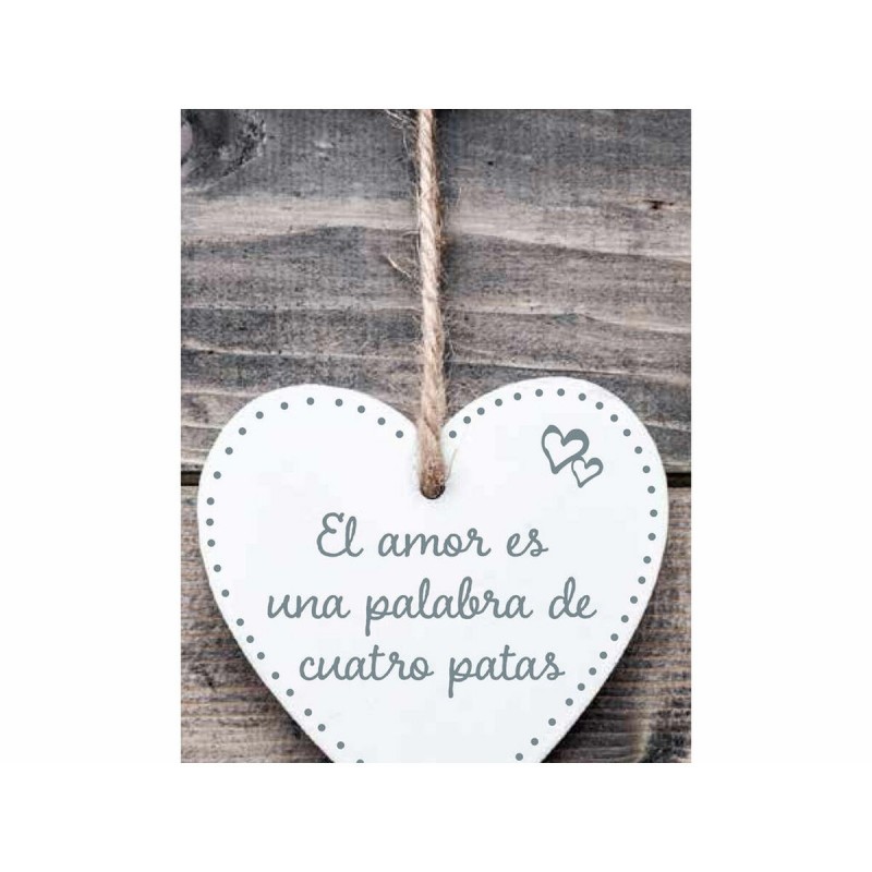 Decorazione pensile Magnet & Steel El amor es una palabra de cuatro patas Cuore 13 x 13 x 0,8 cm
