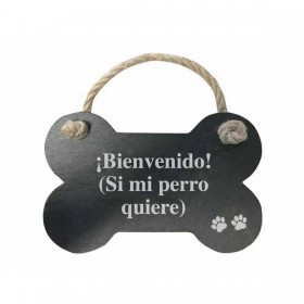 Decorazione pensile Magnet & Steel Bienvenido (si mi perro quiere) Osso Lavagna Corda