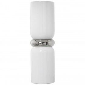 Vaso Alexandra House Living Bianco Argentato Ceramica 12 x 12 x 37 cm