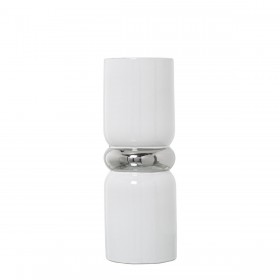Vaso Alexandra House Living Bianco Argentato Ceramica 11 x 31 cm