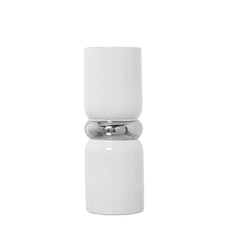 Vaso Alexandra House Living Bianco Argentato Ceramica 11 x 31 cm