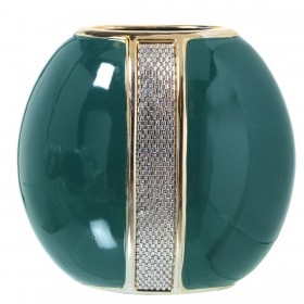 Vaso Alexandra House Living Dorato Argentato Verde scuro Ceramica Luminoso 13 x 23 x 22 cm