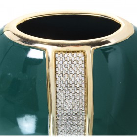 Vaso Alexandra House Living Dorato Argentato Verde scuro Ceramica Luminoso 13 x 23 x 22 cm