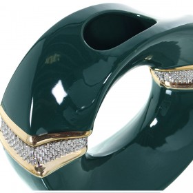 Vaso Alexandra House Living Dorato Argentato Verde scuro Ceramica Luminoso 9 x 22 x 21 cm