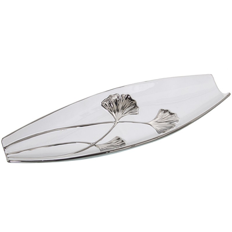 Centrotavola Alexandra House Living Bianco Argentato Ceramica 7 x 41 x 14 cm