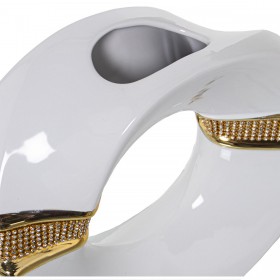 Vaso Alexandra House Living Bianco Dorato Ceramica Luminoso 10 x 21 x 22 cm