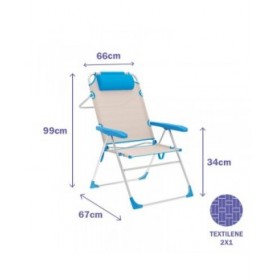 Sedia Pieghevole Marbueno Azzurro Beige 67 x 99 x 66 cm