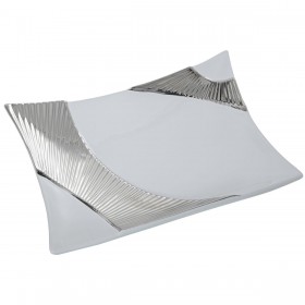 Centrotavola Alexandra House Living Bianco Argentato Ceramica 9 x 33 x 24 cm