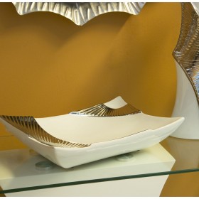 Centrotavola Alexandra House Living Bianco Argentato Ceramica 9 x 33 x 24 cm