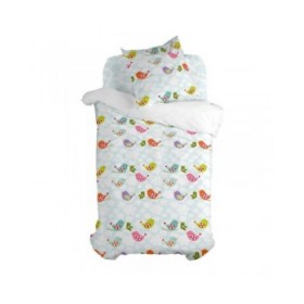 Set di copripiumino HappyFriday Mr Fox Little birds Multicolore Singolo 2 Pezzi
